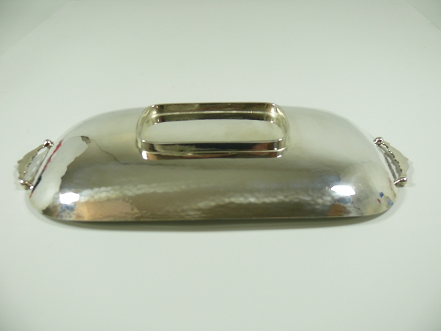 925 Sterling Silber Servierplatte / Tablett / Handarbeit / Echtsilber / 190,3g