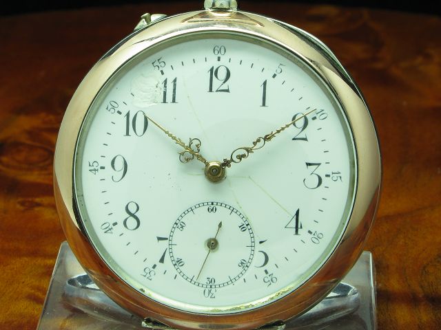 Open Face 800 Silber / Gold Mantel Taschenuhr / Durchmesser 47,6 mm