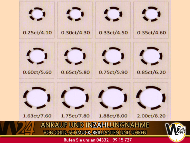 Diamant Schablone Rundform DIN A6 Gewichtsbestimmung / Diamondsheet / Goldankauf