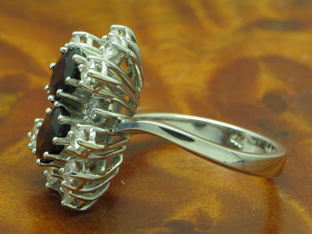 14kt 585 Weißgold Ring mit 0,96ct Brillant & 2,72ct Saphir Besatz / 6,4g / RG 54