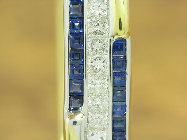 18kt 750 bicolor Gold Armreif mit 1,56ct Diamant & 1,56ct Saphir Besatz / 32,8g