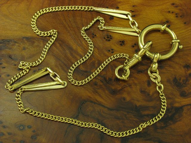 Chatelaine Uhrenkette 585 Gold Messing Taschenuhrenkette Vergoldet