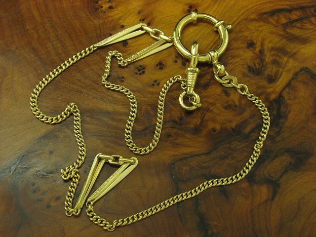 Messing Taschenuhrenkette Vergoldet / Chatelaine / 49,0cm  / 13,4g