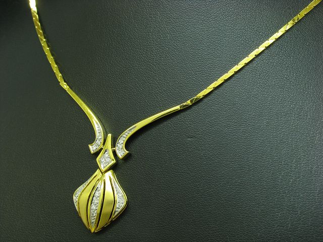 14kt 585 Gelbgold Collier mit 0,20ct Brillant Besatz / Diamant / 14,8g / 42,0cm