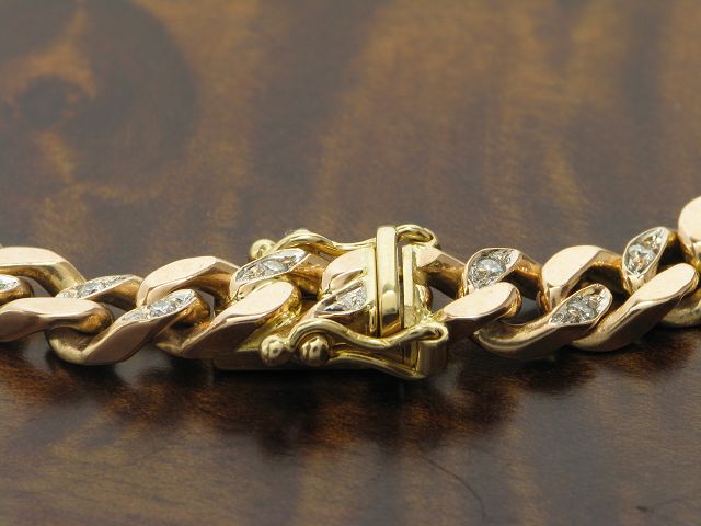 14kt 585 Rotgold Armband mit 0,44ct Brillant Besatz / Diamant / 19,3g / 19,5cm