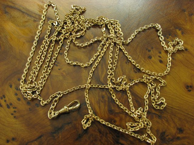 Metall Taschenuhrkette / vergoldet / zweireihig / 18,5g / 70,0cm