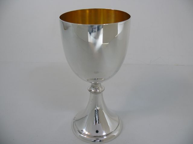800 Silber Pokal mit Gravur & vergoldeter Innenseite / Echtsilber / 153,3g