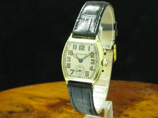 Hamilton 14kt Gold Handaufzug Herrenuhr / 1920er Jahre / Art Deco / Kaliber 987