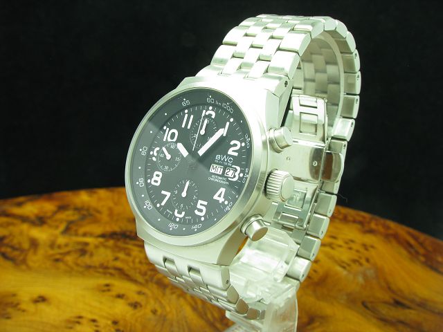 BWC Aviator Edelstahl Automatic Herrenuhr / Kaliber ETA 7750 / Ref 20012