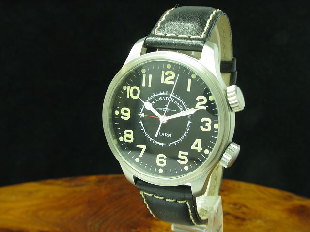 ZENO-WATCH BASEL Edelstahl Handaufzug Herrenuhr mit Wecker / Ref 8591