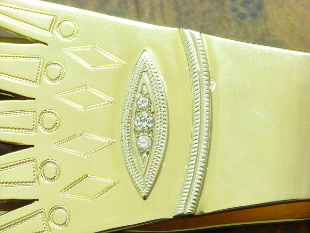 18kt 750 bicolor Gold Geldklammer mit 2,65ct Zirkonia Besatz / Krone / 57,1g